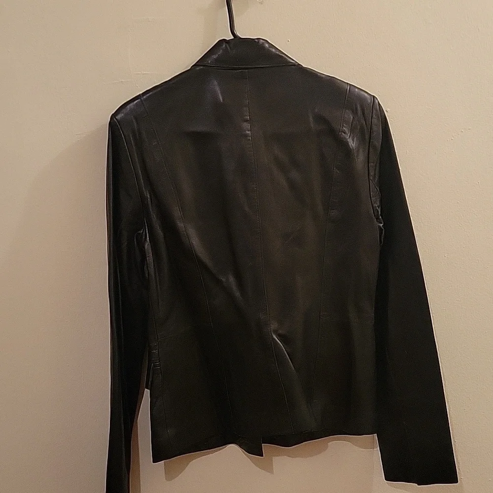 Vintage 90s Leather Jacket Size‎ 8 Black Grunge Baddie Button